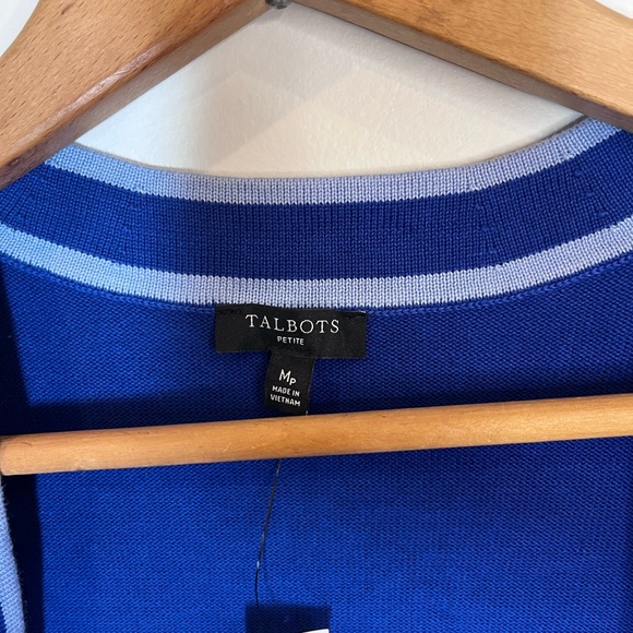 GIRLFRIEND CARDIGAN - TIPPED size petite medium nwt Talbots - Picture 3 of 4
